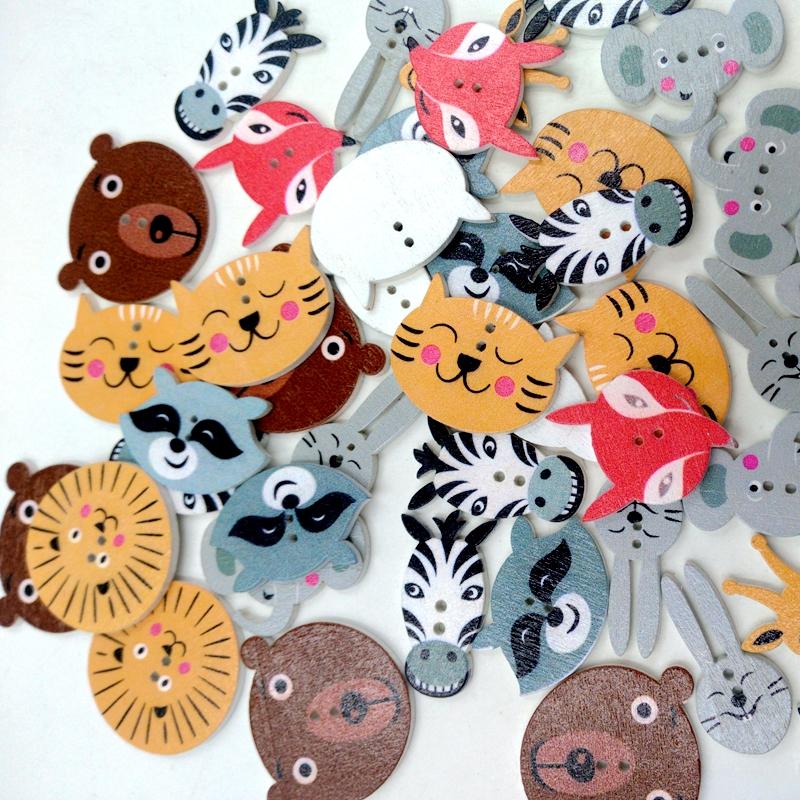50 Cái Nhiều Màu Sắc Động Vật 2 Lỗ Nút Flatback Cho Thêu Sò Tự Làm Thủ Công