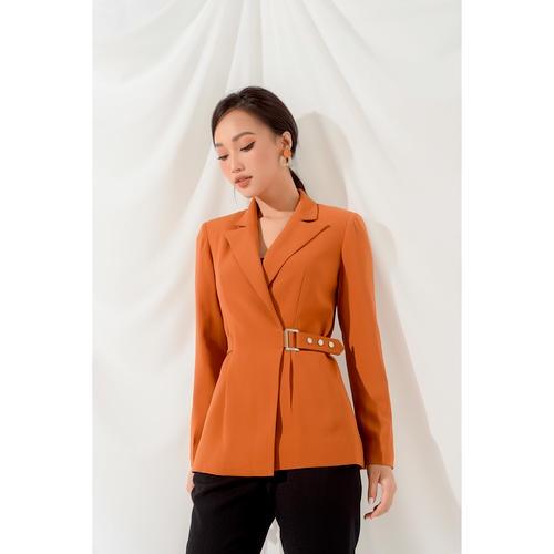 Áo khoác dài cổ bẻ hai ve đai cài khuy bấm MMOutfit K052048