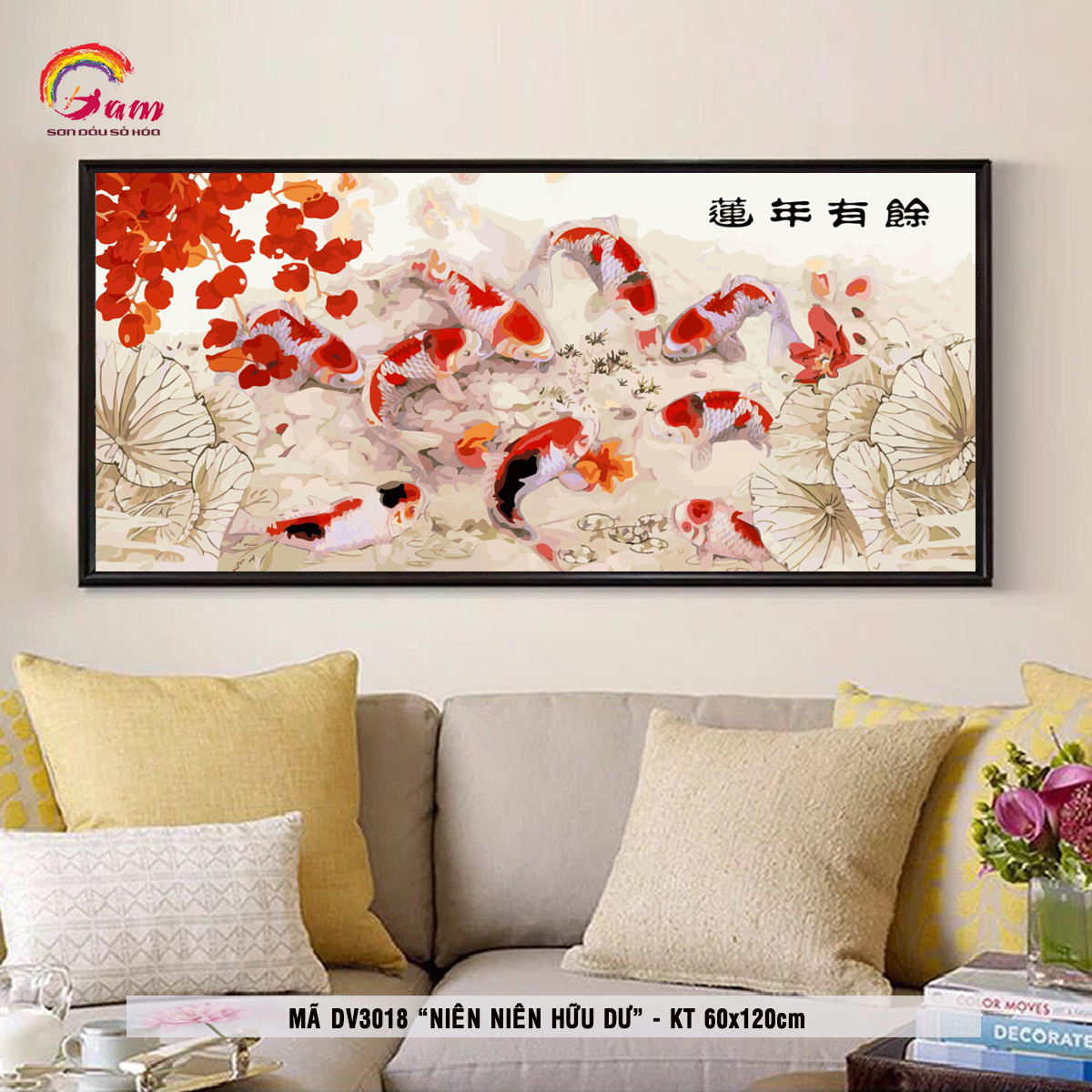 Tranh sơn dầu số hóa tự tô màu Gam DV3018 60x120cm không khung