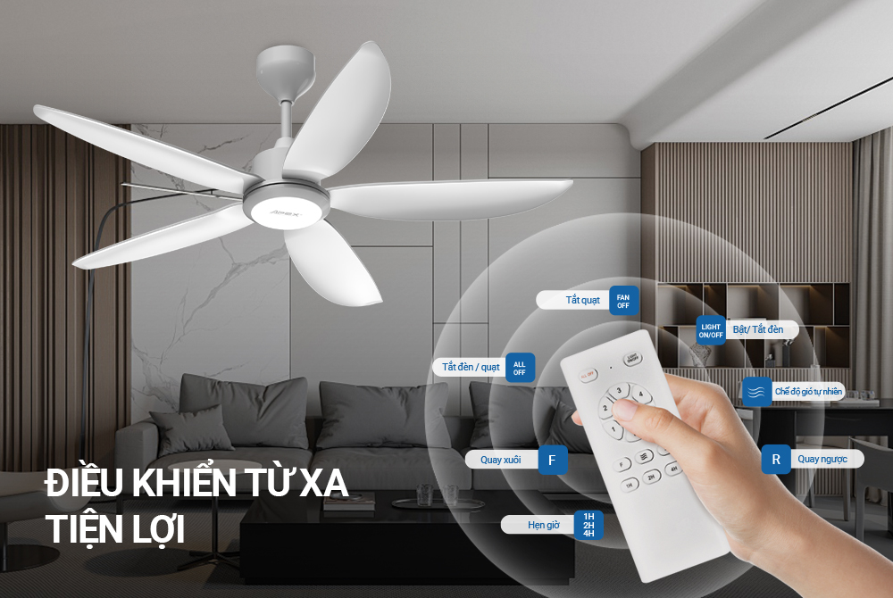 Quạt trần 5 cánh SUNHOUSE APEX APF7662 - Bảo hành toàn quốc 24 tháng - Hàng chính hãng