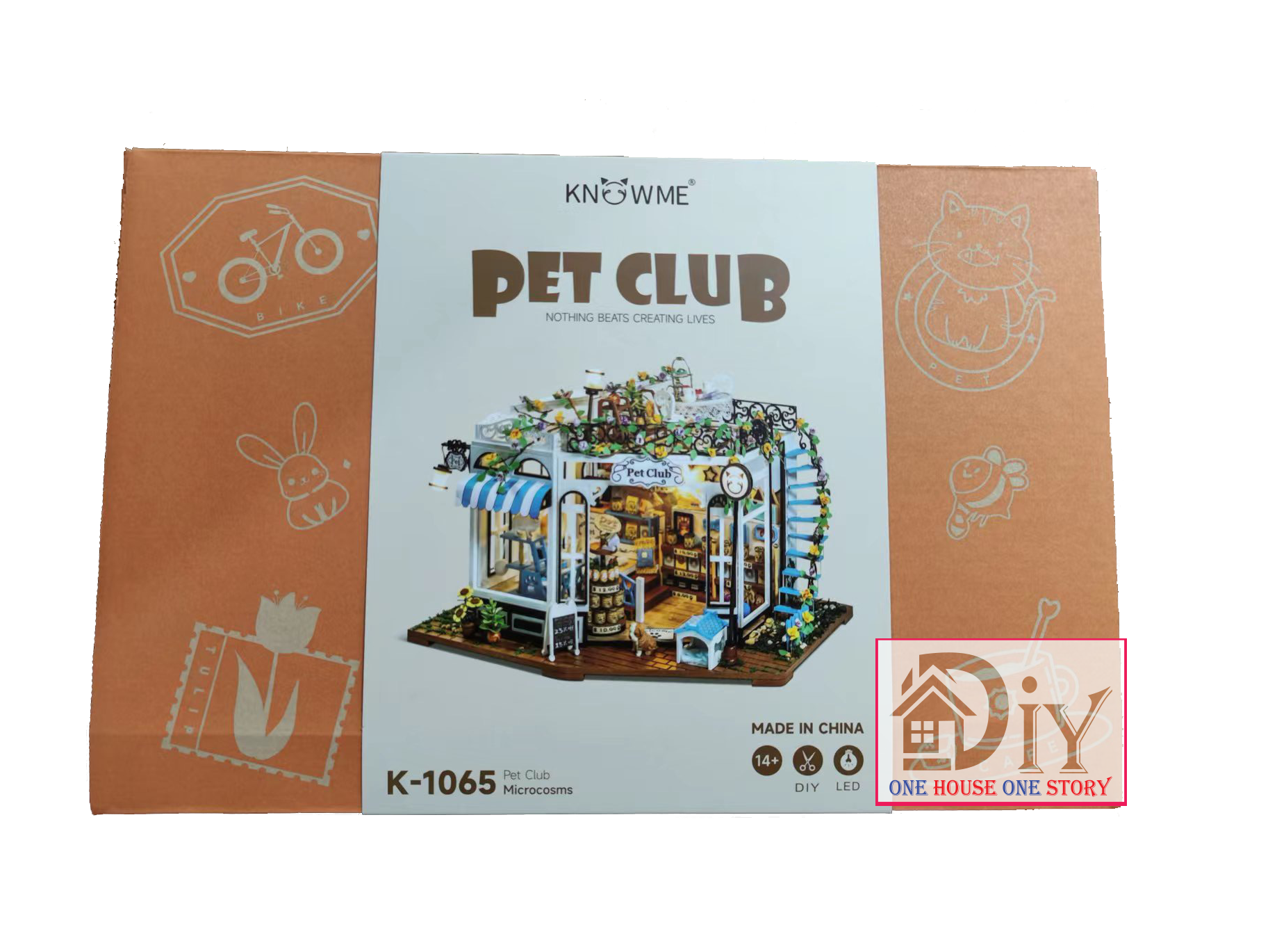 [Bản Xuất khẩu Quốc tế]Nhà búp bê tự lắp ráp bằng gỗ | PET CLUB 3D DIY  kèm cót nhạc -Quà tặng sinh nhật giáng sinh cho nam và nữ