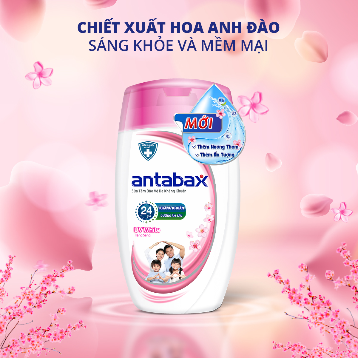 Sữa Tắm Bảo Vệ Da Kháng Khuẩn Antabax UV White Trắng Sáng 220ml