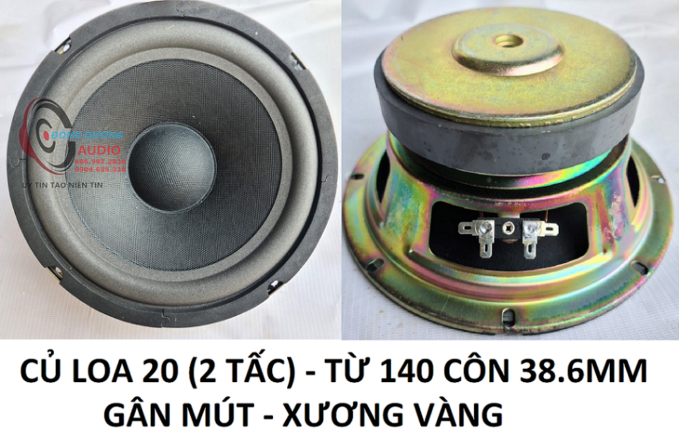 LOA BASS 20 XƯƠNG VÀNG TỪ 140 CÔN 39MM - GÂN MÚT - BASS TRẦM ẤM - CỦ LOA 2 TẤC