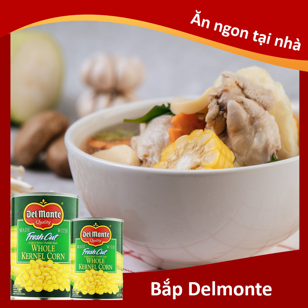 Bắp Hạt Đóng Hộp Del Monte 420g - Thương Hiệu Mỹ, SX Thái Lan | Del Monte Whole Kernel Corn 420g