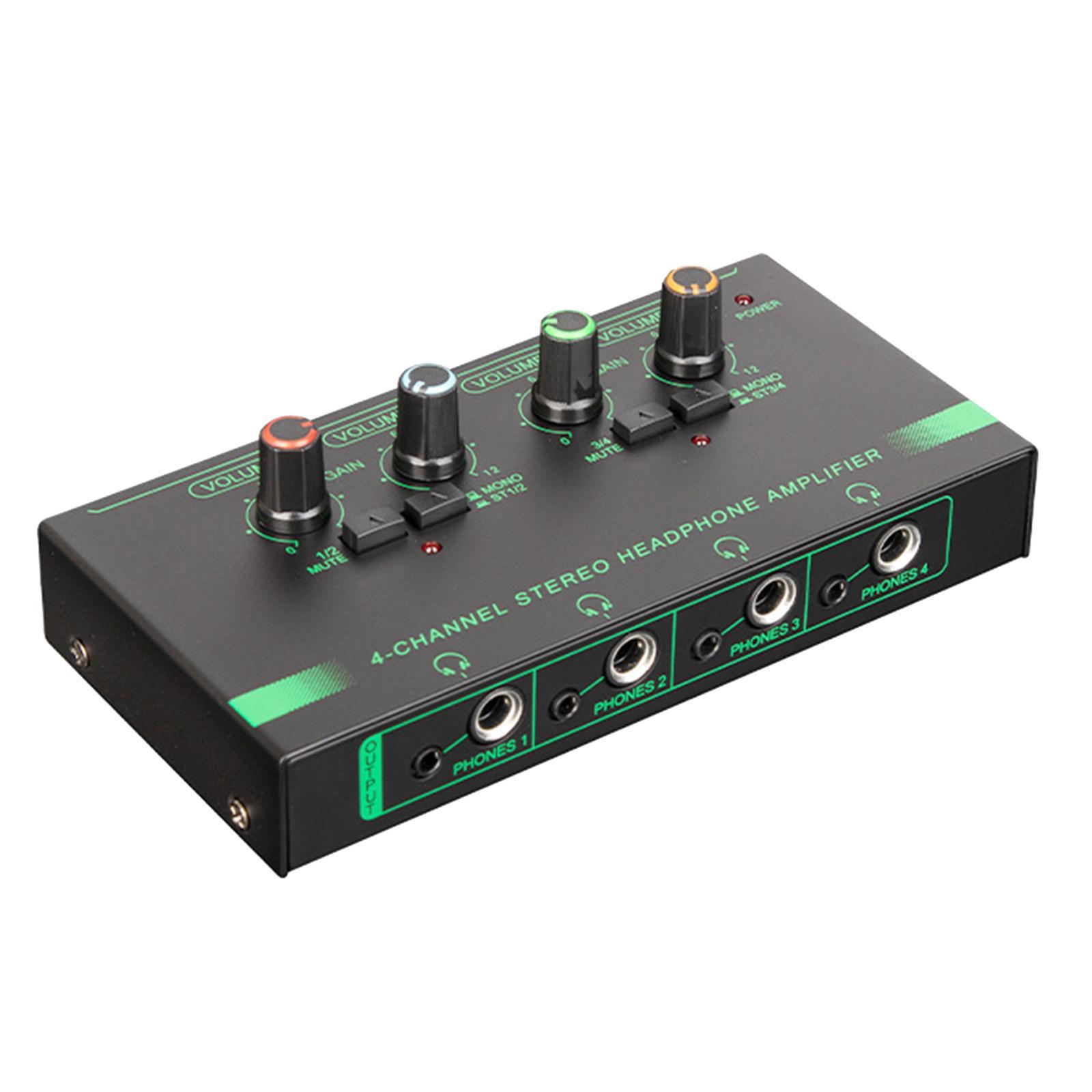 4 Channels Headphone Power Amplifier Multi Channel Headphone Splitter 5V 8 Headphone Jacks Metal Stereo Audio Amplifier for Mixer