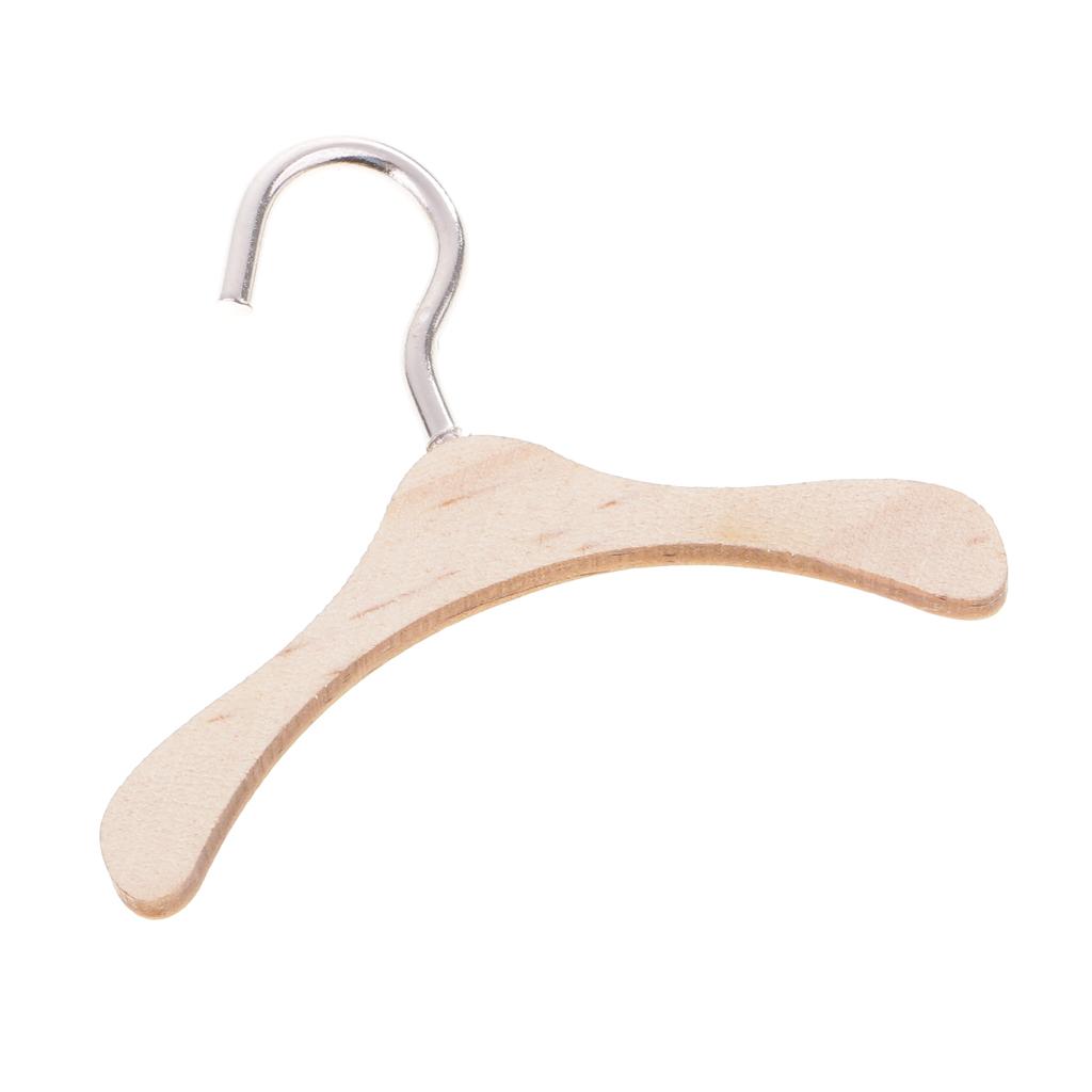 Bộ 30 Miếng 6 Cm Gỗ Móc Treo Quần Áo Móc Kim Loại Cho BJD Kurhn Búp Bê