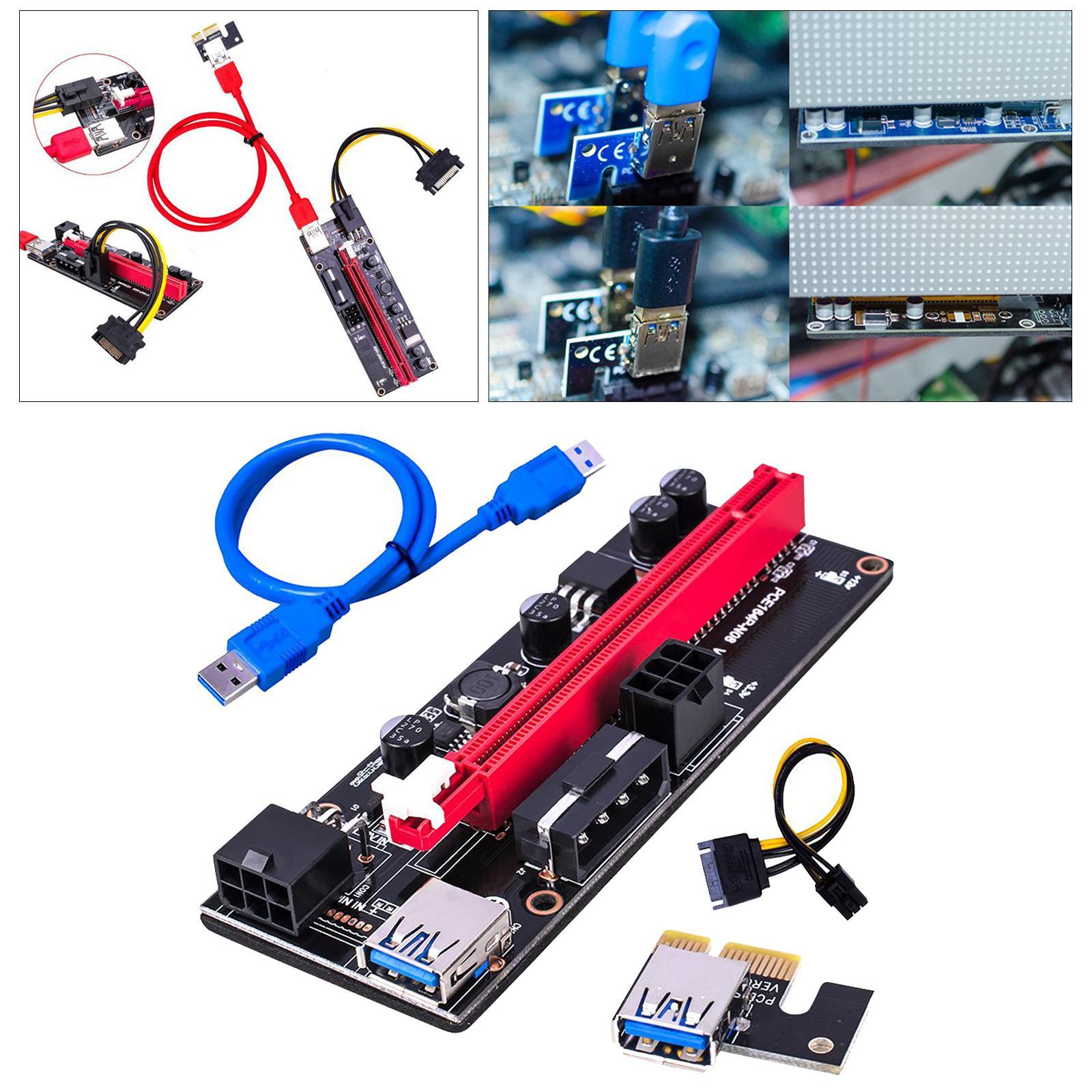 2 PCI E 1x to 16x USB Adapter Cards with Graphics Extension 2X 6PIN Professional