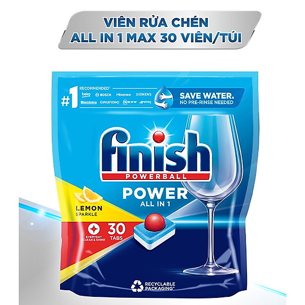 Viên rửa bát Finish All In One Max 30 Viên