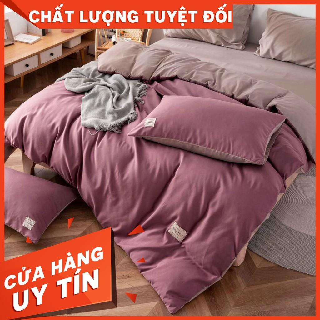 Bộ Chăn Ga Cotton TiCi Màu Hồng Đậm Phối Be Mới Nhất 2020