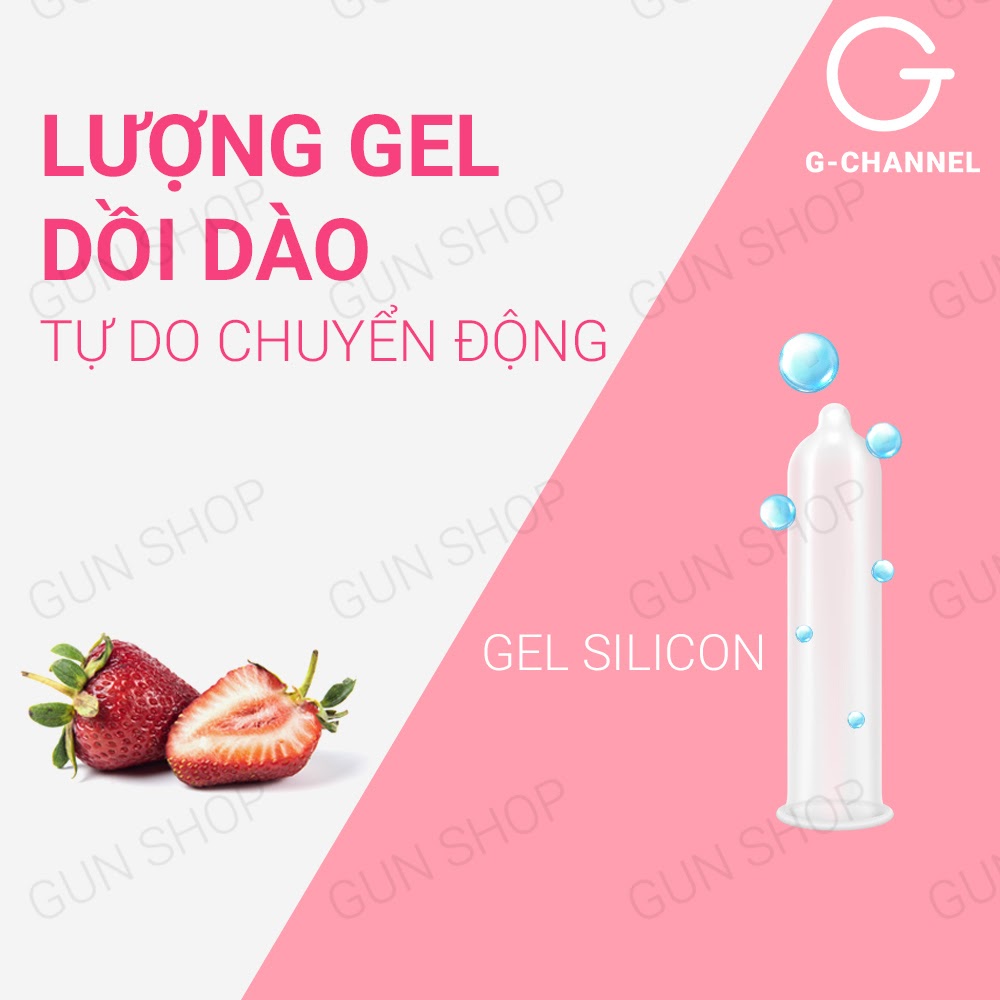 [Hộp 4 cái] Bao cao su Nakanishi - Siêu mỏng 0.03mm - Hương dâu kèm 1 chiếc BCS Gun Super Thin