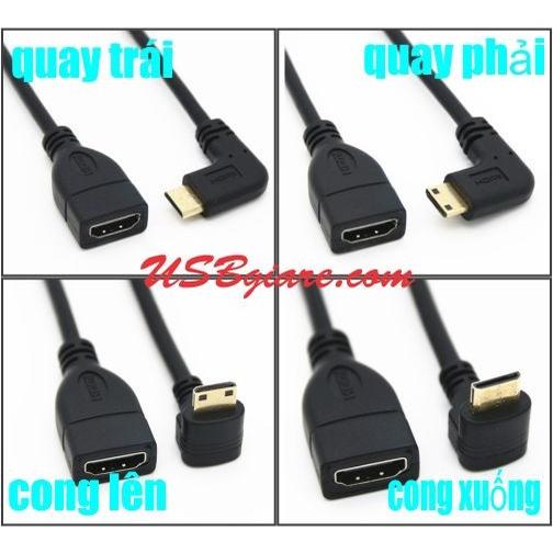 CÁP MINI HDMI MALE TO HDMI FEMALE 15CM CONG XUỐNG