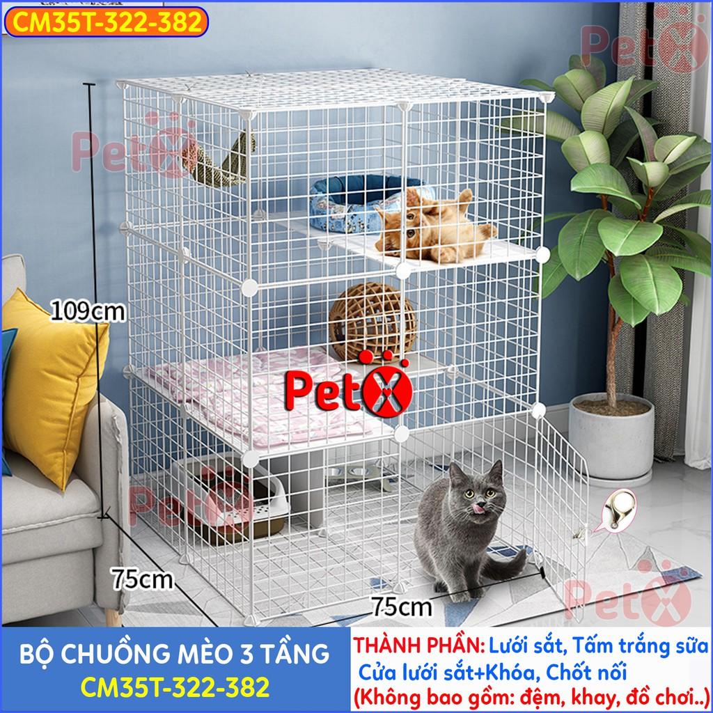 Chuồng mèo 2 tầng, 3, 4 tầng giá rẻ đẹp lắp ghép đa năng đơn giản với lưới sắt sơn tĩnh điện nuôi thú cưng, thỏ, bọ