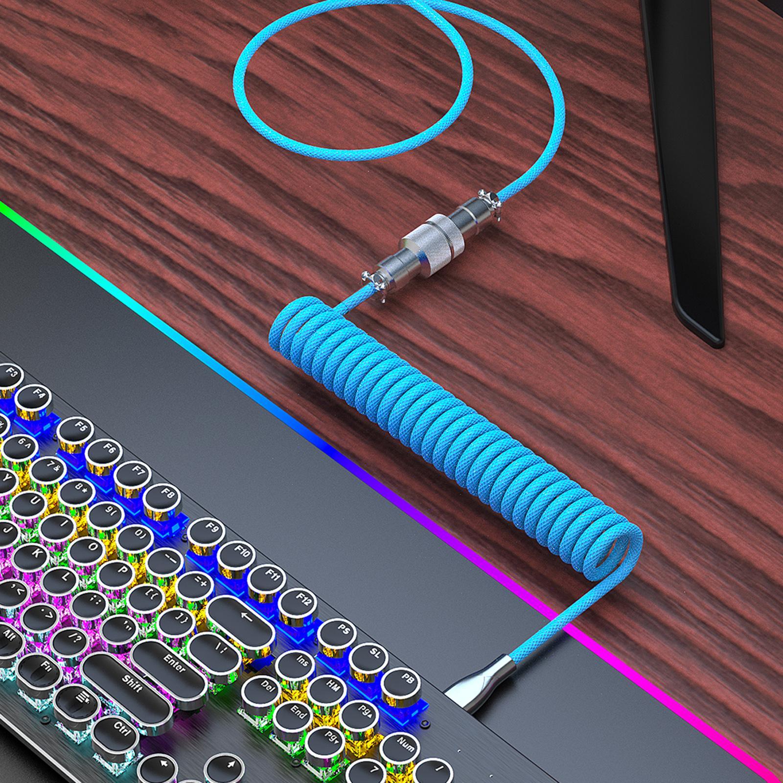 1.8M Coiled Type C USB Keyboard Cable for Gaming Mechanical Keyboard Line