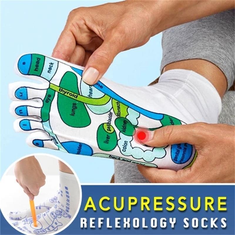 Massage chân Acupressure SOCKS Vật lý trị liệu Massage làm giảm bàn chân mệt mỏi Bàn đo Khẩu đồ chân Màu sắc Tiếng Anh Minh họa: 1 bộ