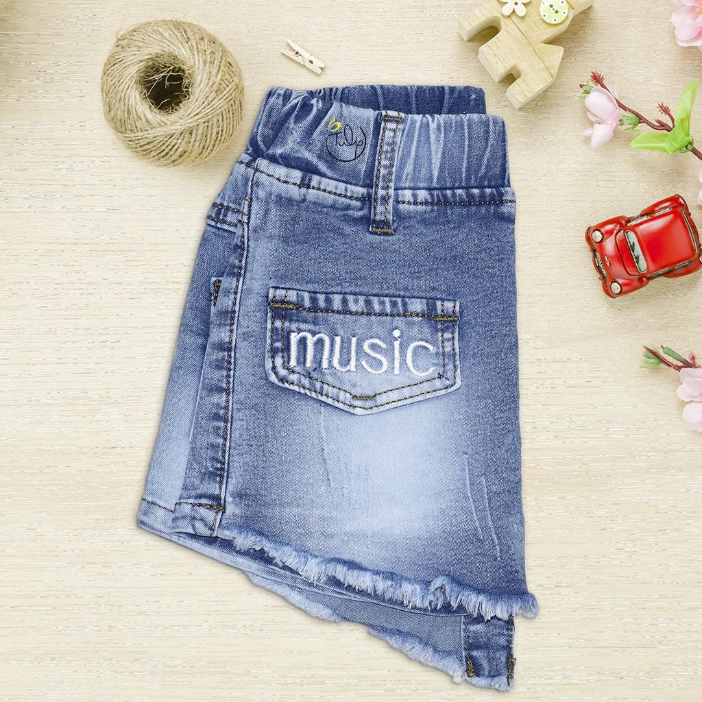 Quần short jean thun giả váy cho bé gái size nhí