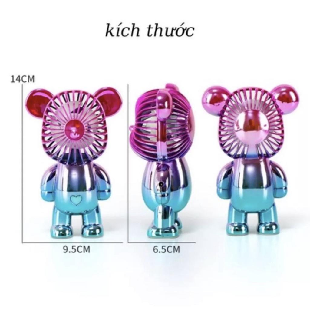 Quạt Gấu Bearbrick Mini Để Bàn Cầm HOT HIT TIKTOK Có Cổng Sạc USB Thiết Kế Nhỏ Gọn