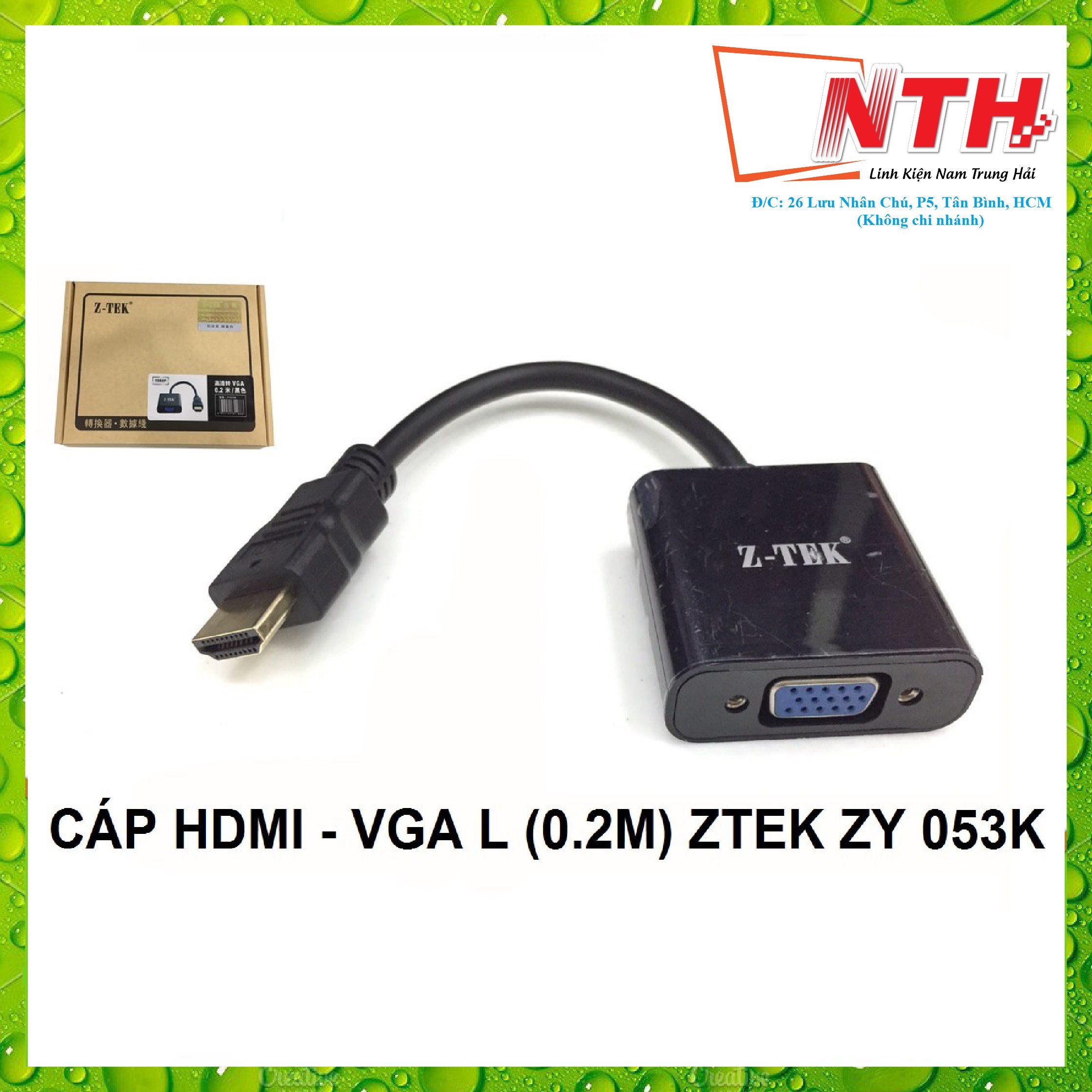 Cáp HDMI ra VGA L (0.2M) ZTEK ZY 053K