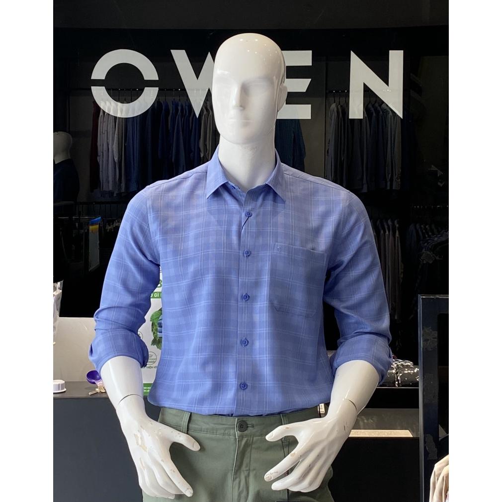 OWEN - Áo Sơ mi dài tay Owen Regularfit chất Nano không nhăn kẻ ca rô xanh 221051