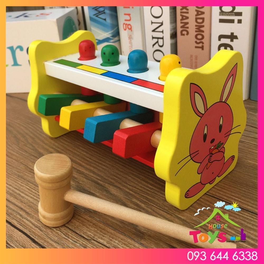 BỘ ĐỒ CHƠI ĐẬP CHUỘT HÌNH THỎ BẰNG GỖ
