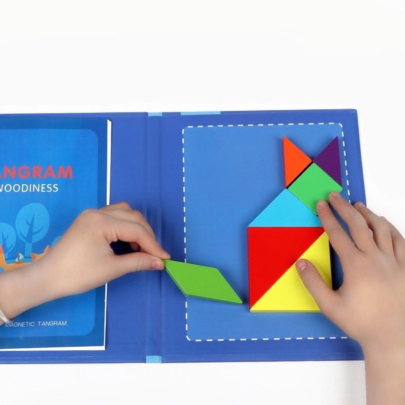Đồ chơi xếp hình gỗ Tangram 7 mảnh giúp bé rèn luyện tư duy