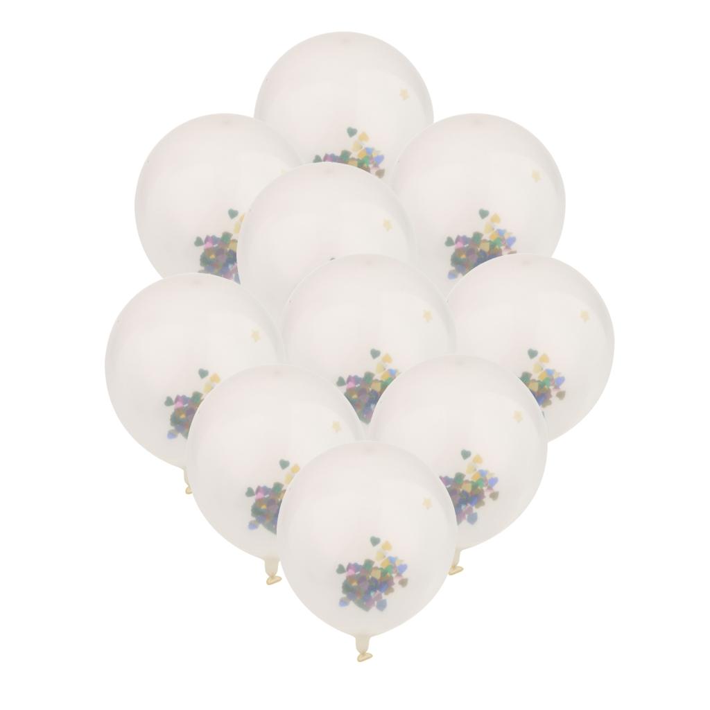 10 Clear Latex Balloons & Heart Confetti Wedding Birthday Party Decor 12in