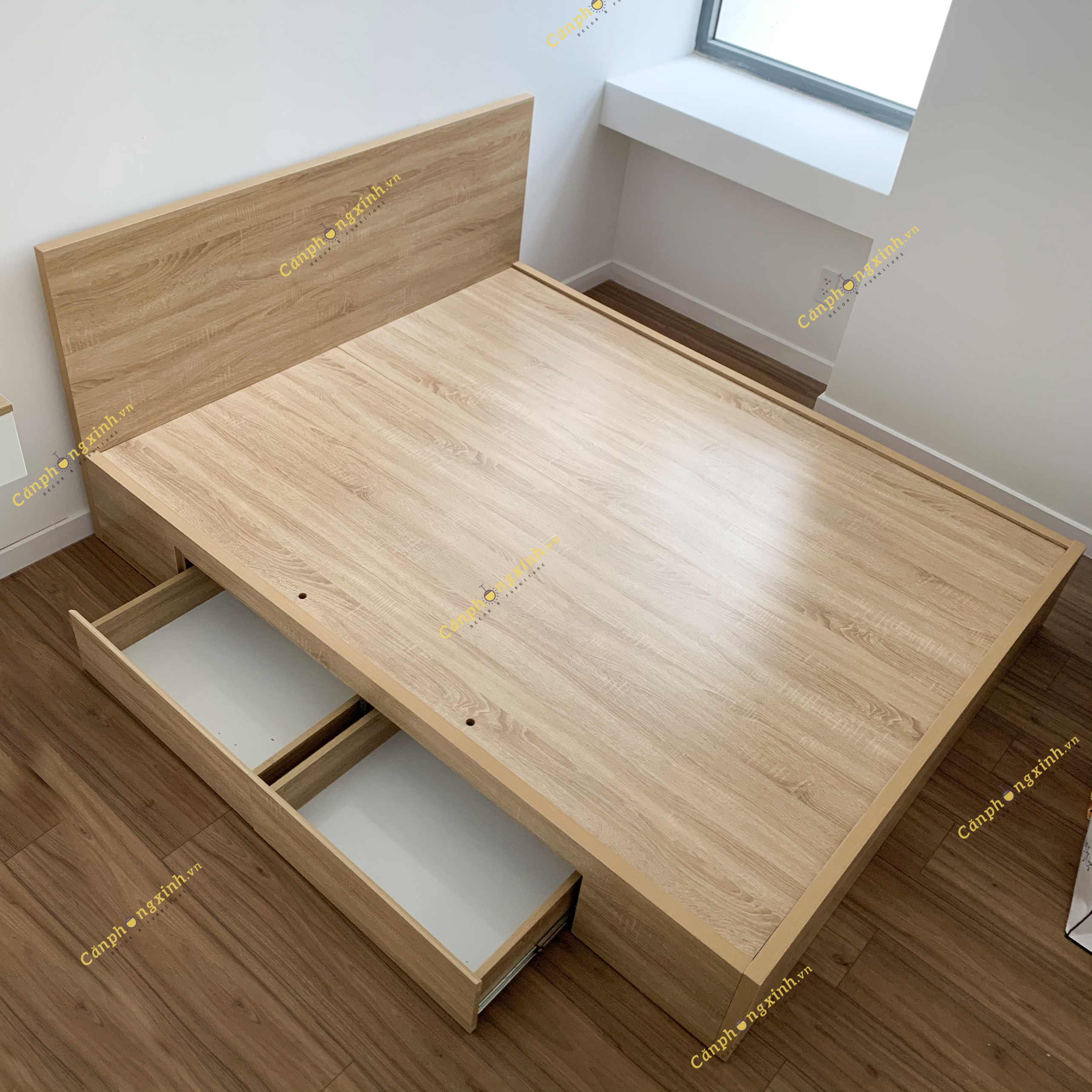 Giường ngủ gỗ cn MDF 2 hộc kéo CPX-G27