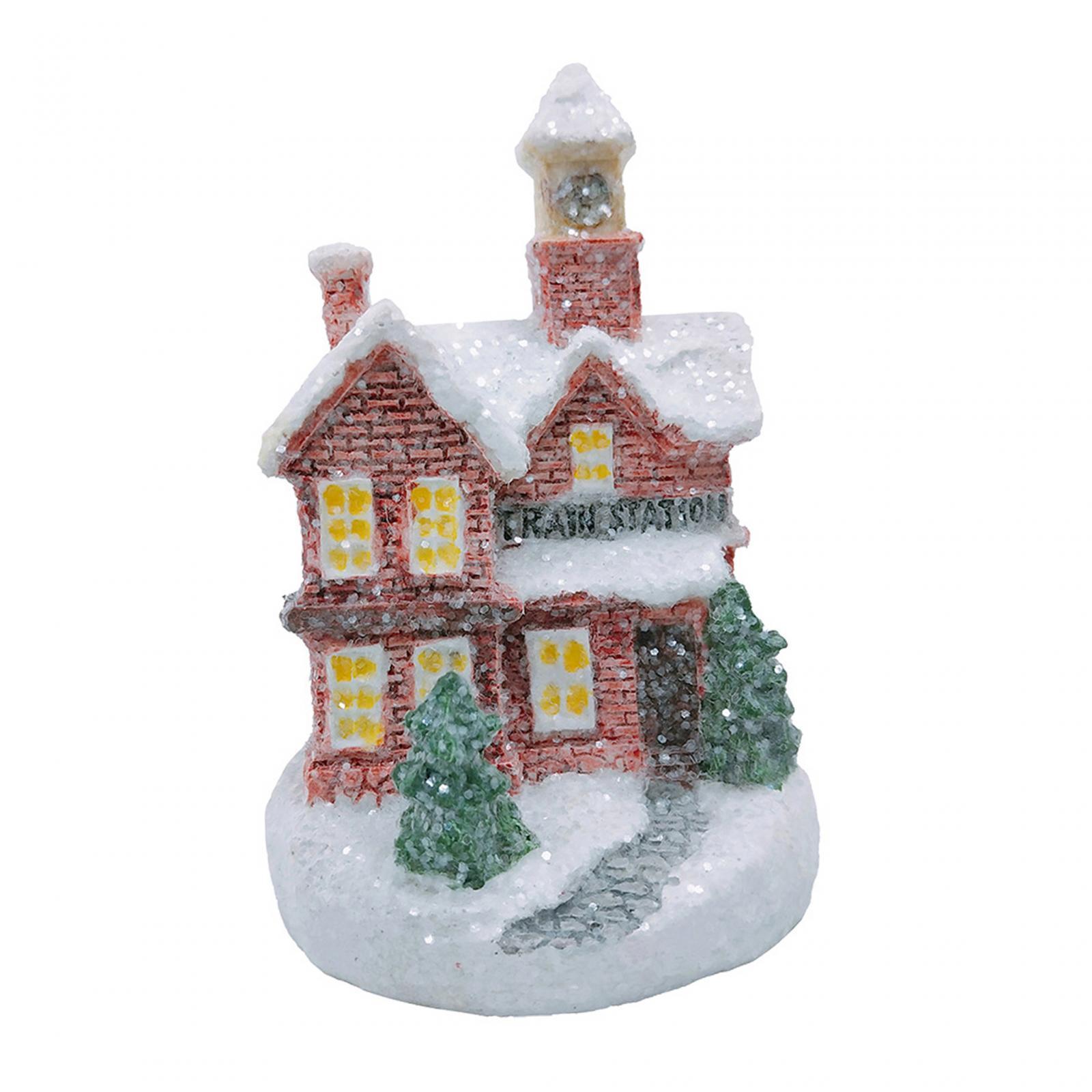 Christmas Scene Lighted House Desk Decoration for Office Shop Window Bedroom