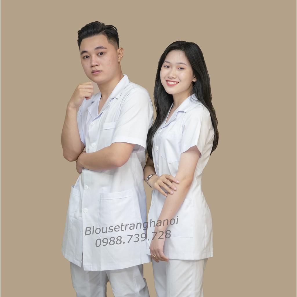 Áo điều dưỡng nam, nữ - Áo Blouse - Đồng phục bệnh viện- Blouse trắng Hà Nội