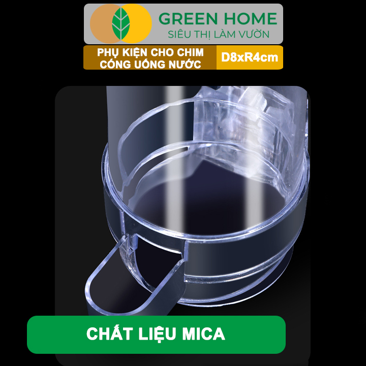 Cóng Uống Nước Cho Chim GreenHome, Nhựa Mica, Cho Chim Hút Mật, Khuyên, Chòe Đất,..Siêu Bền, Nhỏ Gọn