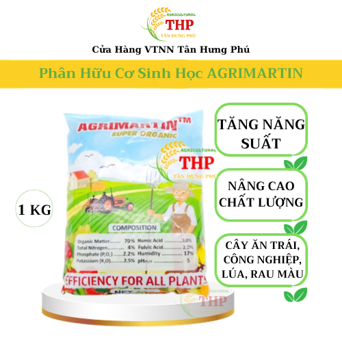 PHÂN HỮU CƠ SINH HỌC 70% AGRIMARTIN | PHÂN BÓN RẺ CHẤT LƯỢNG | TÚI 1 KG