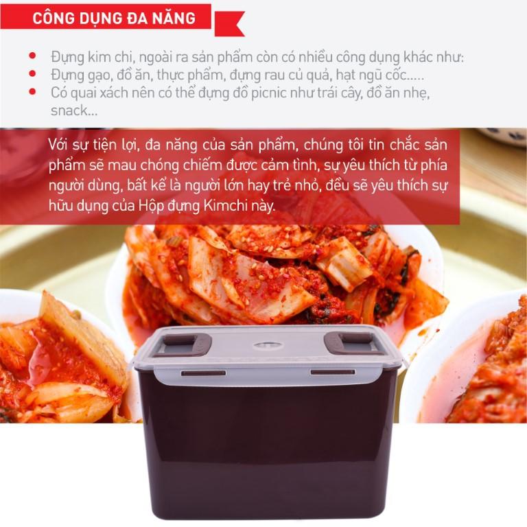 Hộp nhựa đựng Kimchi 12L - 16L - Màu Nâu