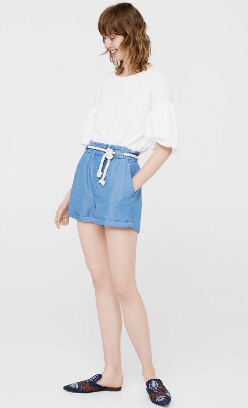 quần short nữ lưng thun kèm dây cột kiểu