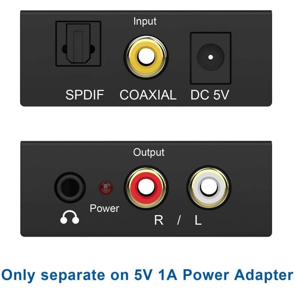 192KHz Digital to Analog Audio Converter DAC Digital SPDIF Optical to Analog L/R RCA Converter Toslink Optical to 3.5mm Jack Adapter for HD DVD PS4