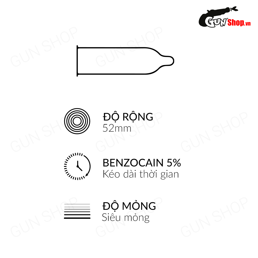 [Hộp 10 cái] Bao cao su OLO 0.01 Zero Vàng - Siêu mỏng, gân và hạt