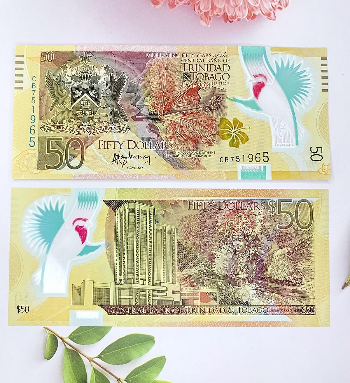 Tiền 50 Dollar của Trinidad and Tobago ở Nam Mỹ , tờ tiền đẹp nhất thế giới , tiền Polyme [Sưu Tầm Tiền Xưa]