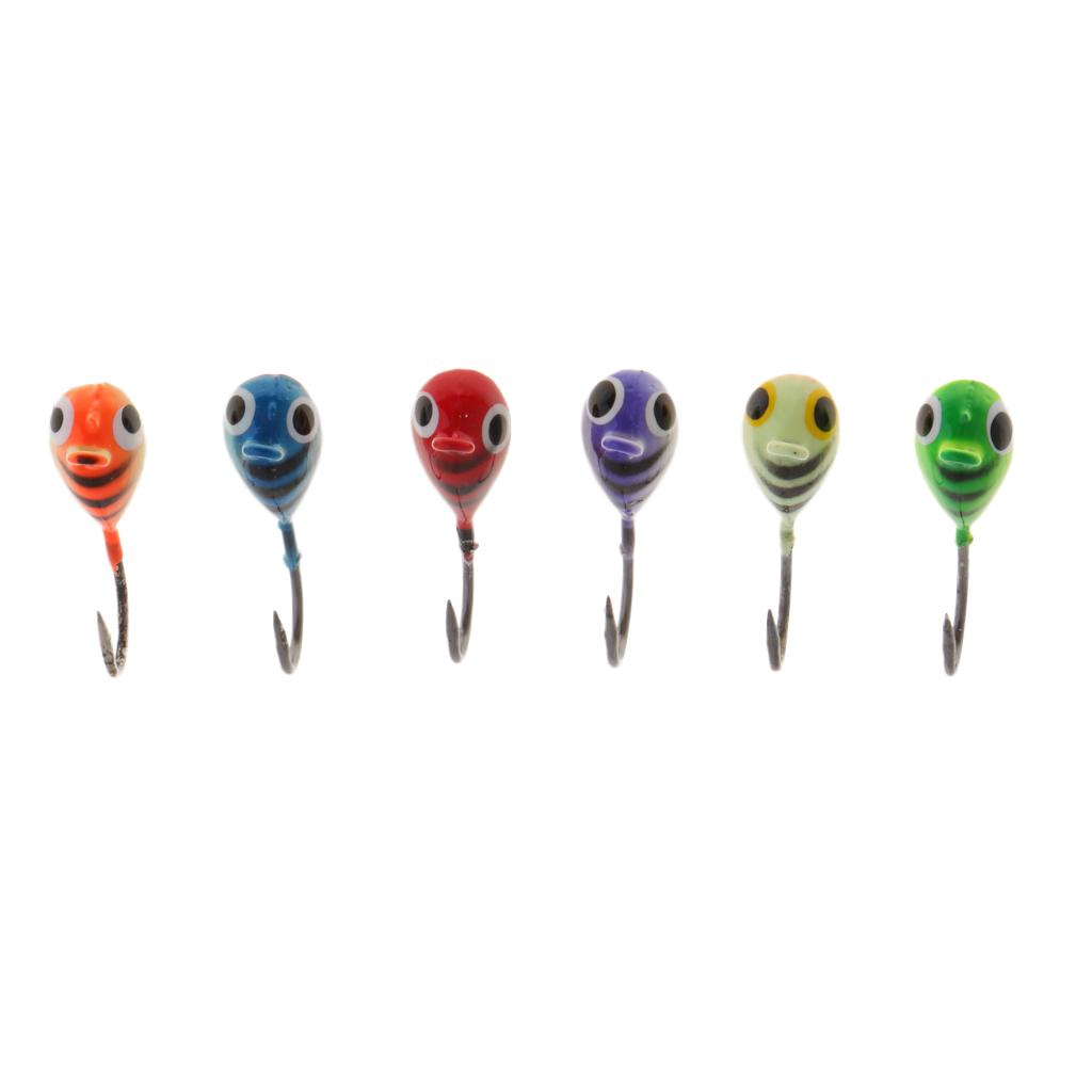 6pcs Winter Ice Artificial Fishing Lures Lead Head Crank Fishing Hook Baits
