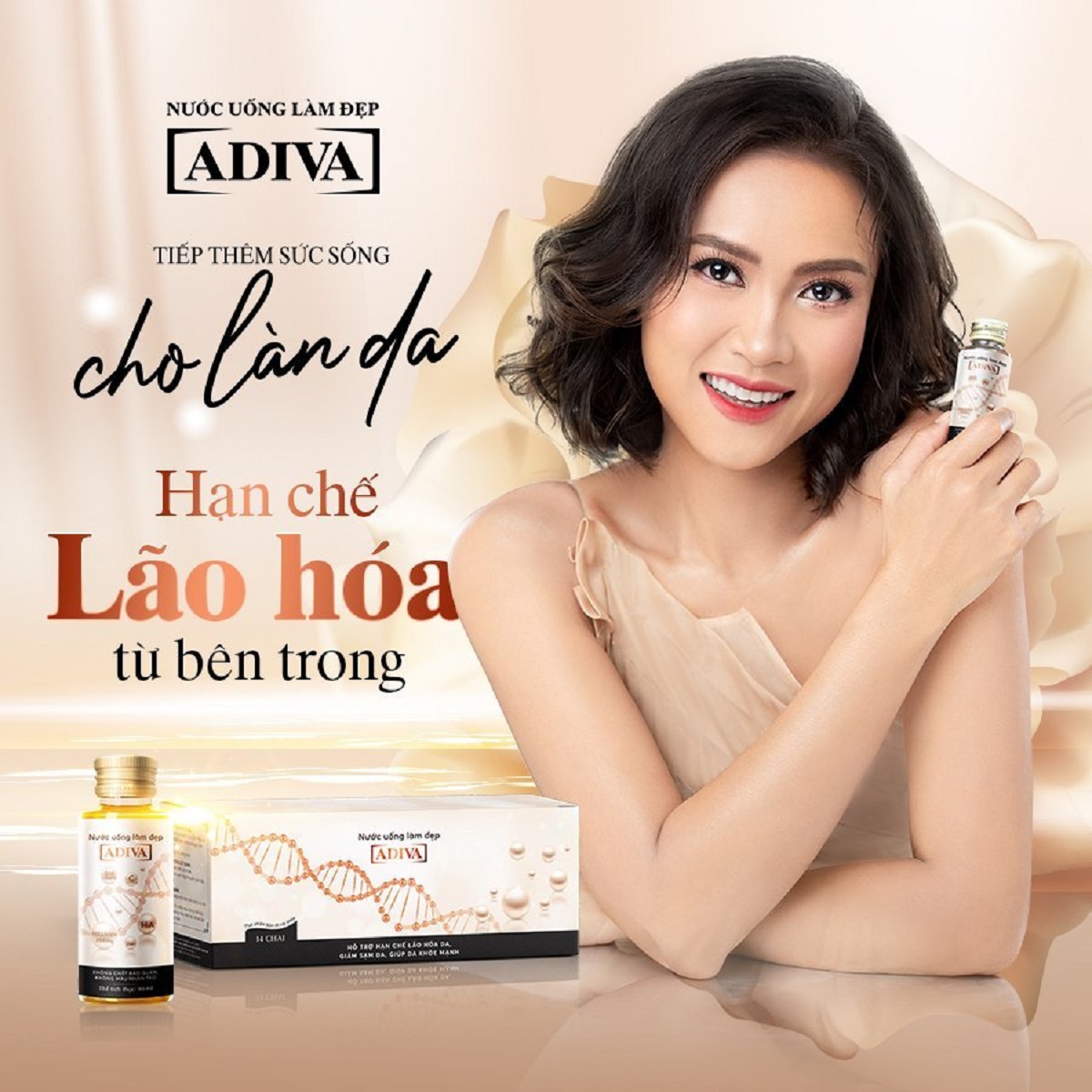 2 Hộp Nước Uống Làm Đẹp Collagen ADIVA + 1 Hộp Viên Uống Trắng Da White ADIVA 60 Viên