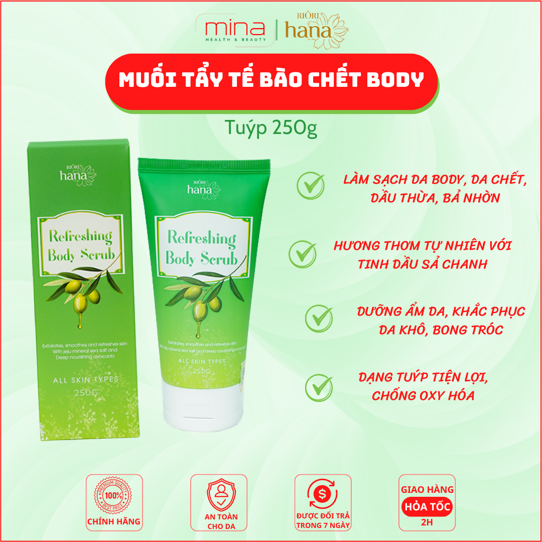 Muối Tắm Tẩy Tế Bào Chết RIORI Refreshing Body Scrub 250g – Tẩy Da Chết Toàn Thân Ngăn Ngừa Mụn Lưng Viêm Nang Lông