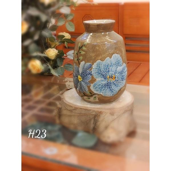 Bình cắm hoa, họa tiết phong cách mosaic. Gốm sứ Bát Tràng.