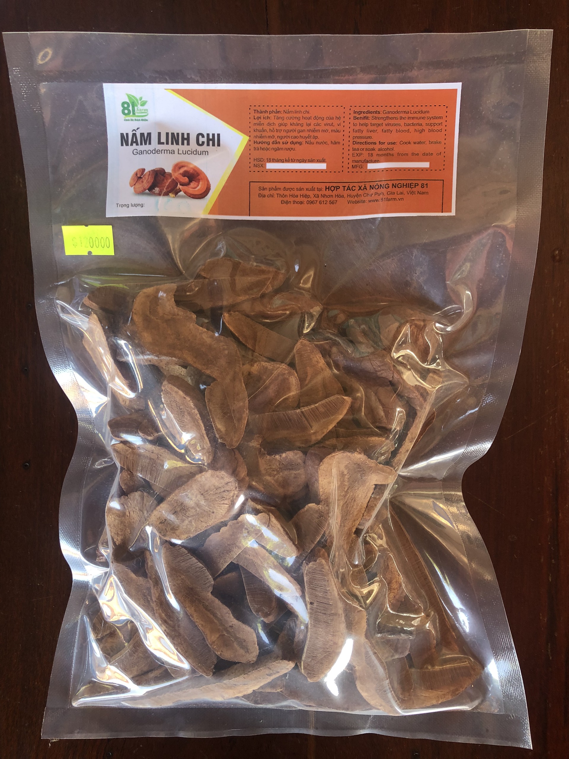 Nấm Linh Chi Đỏ Thái Lát 100 Gram