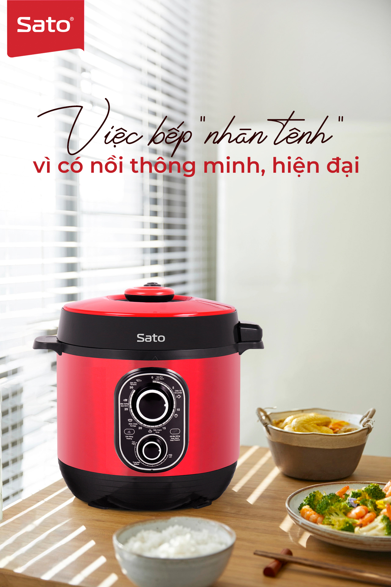 Nồi áp suất đa năng SATO 6AS052.D 6.0L  - Nồi áp suất đa chức năng : nấu cơm, nấu cháo, hầm gân, ninh, súp, hấp, giữ ấm ... Dung tích : 6.0 lít phù hợp gia đình 4 - 6 người - Miễn phí vận chuyển toàn quốc - Hàng chính hãng