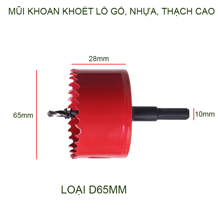 Mũi khoan khoét lỗ gỗ, nhựa, thạch cao đường kính D65-140mm tùy chọn