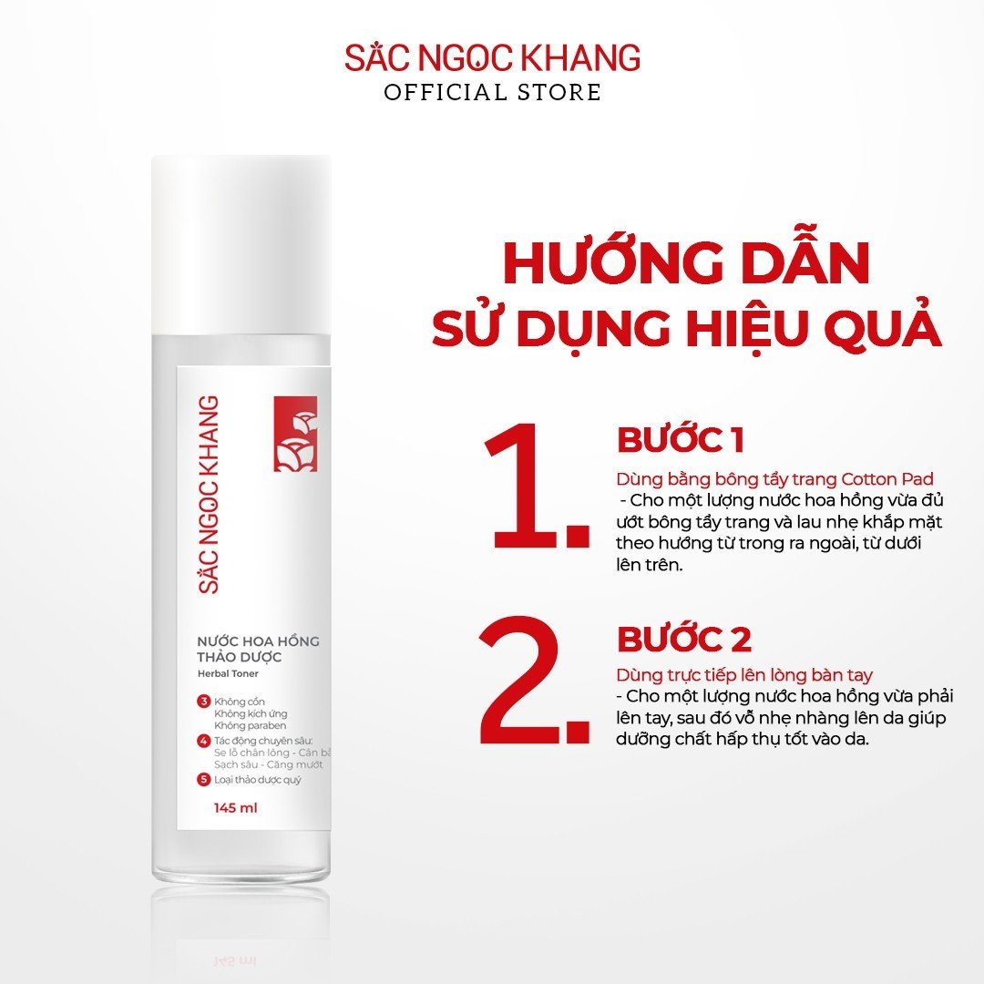 Bộ đôi dưỡng da Nước hoa hồng thảo dược 145ml và Sữa rửa mặt thảo dược 50g Sắc Ngọc Khang