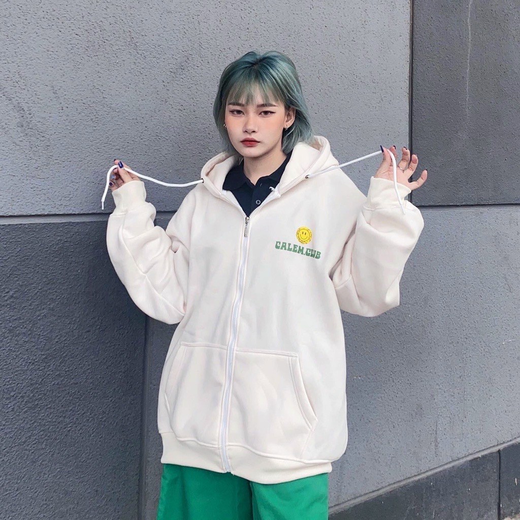 Áo Hoodie Zip SMILE Mặt Cười - Áo Khoác Nỉ Calem.Club Dây Kéo Chất Nỉ Cotton Form Rộng Unisex, áo khoác dây kéo chống nắng, Áo Hoodie Zip - Áo Khoác Nỉ Bông Unisex Nam Nữ in SMILE Hàn Quốc HOT TREND Ulzzang