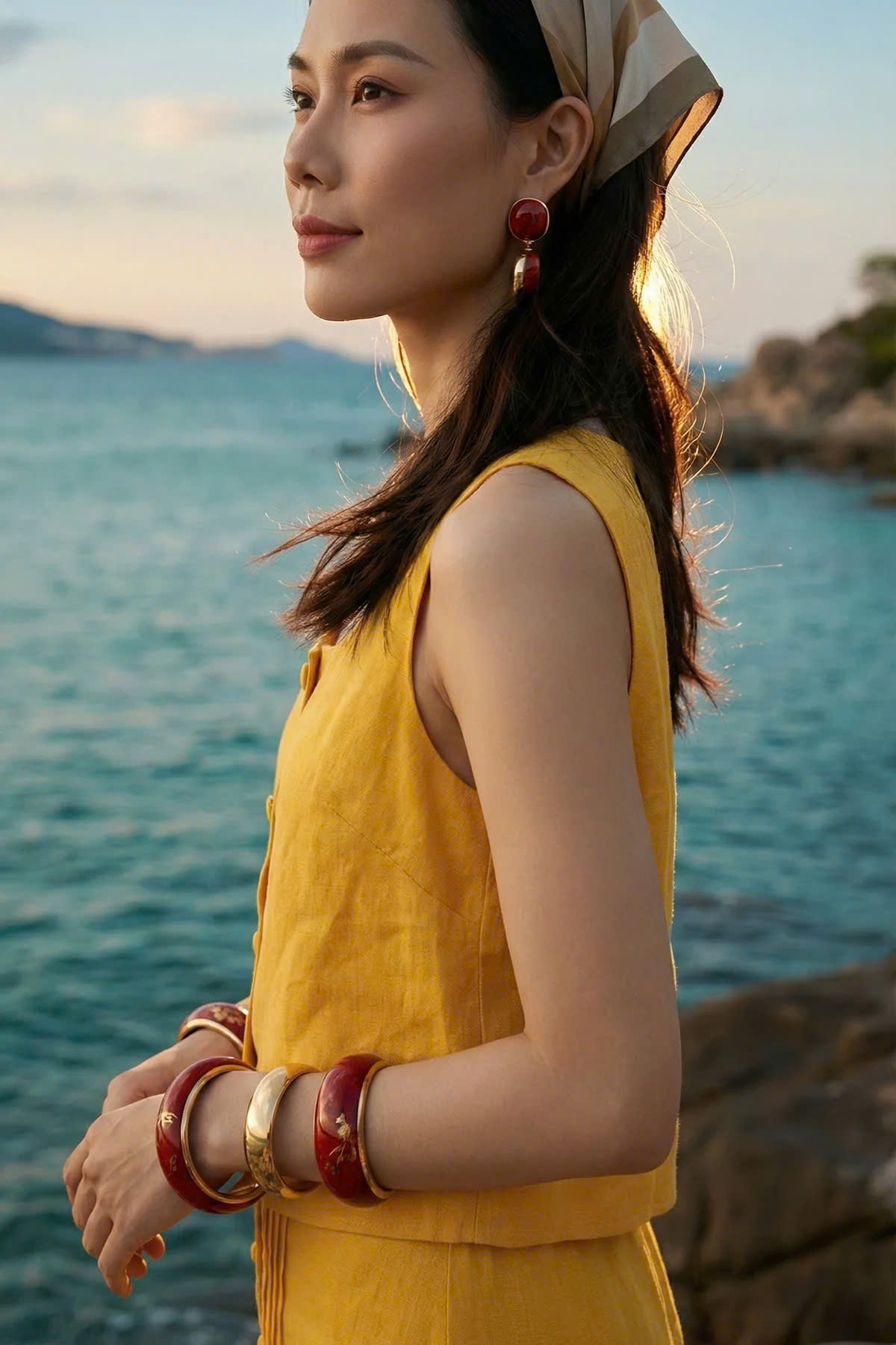 Áo Croptop Linen Vàng Tràng An TOP229 thời trang thiết kế Hity