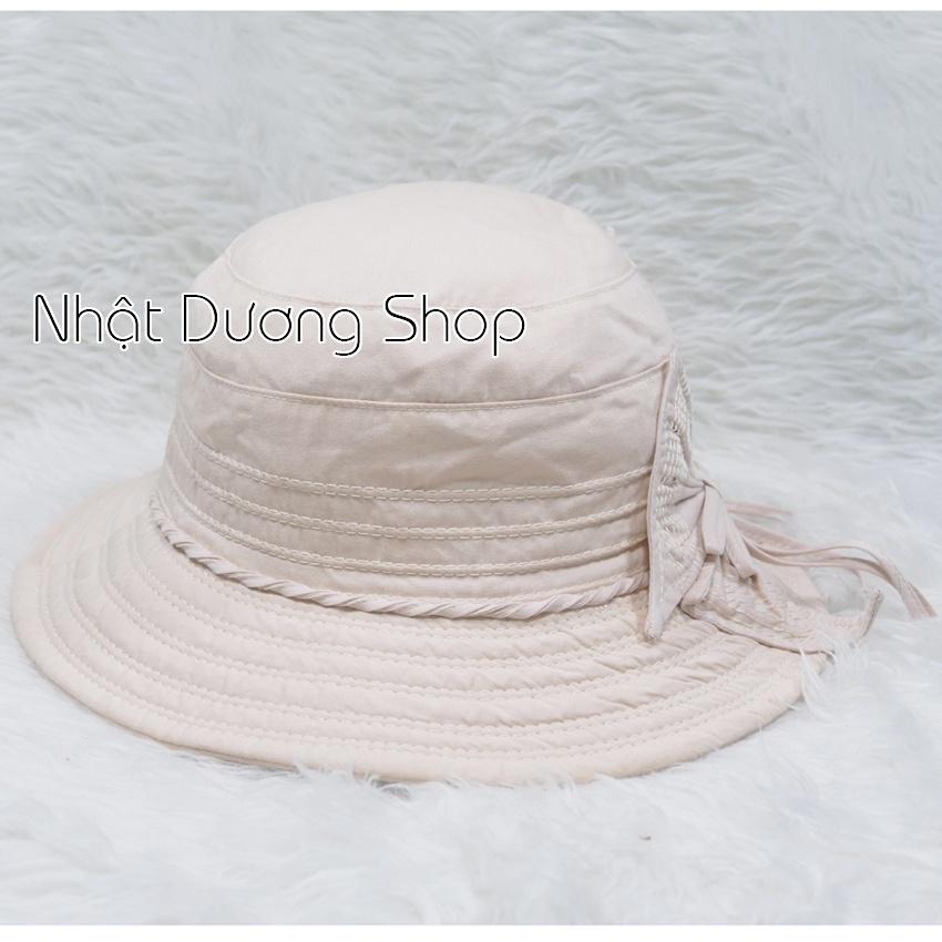 Nón bo vành rộng 7cm mũ tai bèo vành tròn gắn nơ rích rắc- Chất liệu cotton cao cấp phù hợp cho các bạn nữ