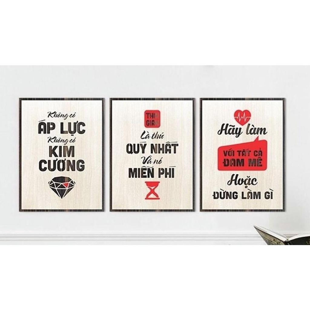 Combo 3 Tranh Gỗ Treo Tường Tạo Động Lực Làm Việc