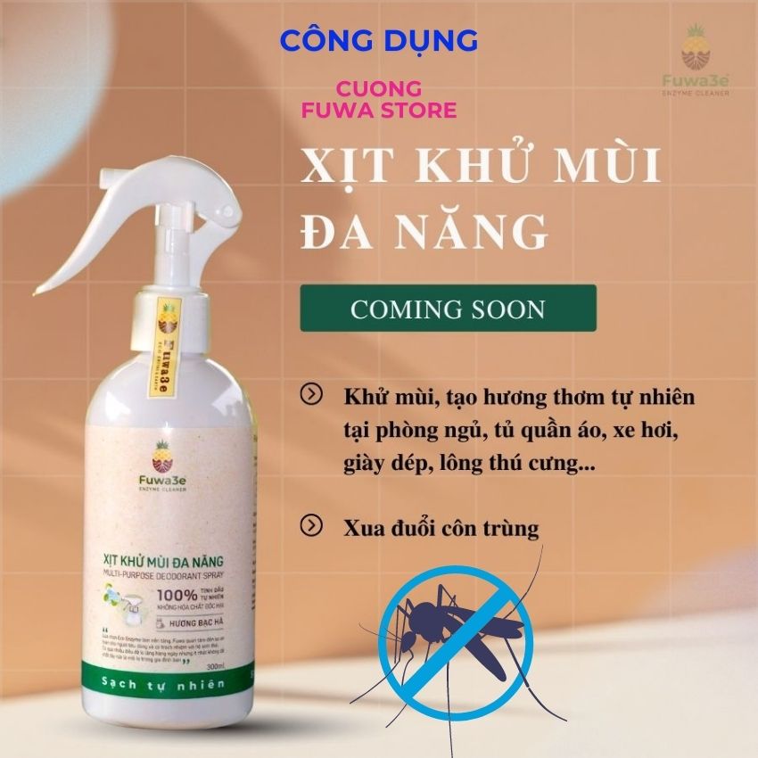 Xịt Khử Mùi Đa Năng Eco-Enzyme 300ml Hương Bạc Hà Bảo Vệ Trẻ Em , xua đuổ muỗi, côn trùng,Tốt Cho Sức Khỏe Môi Trường Xanh Sạch Đẹp