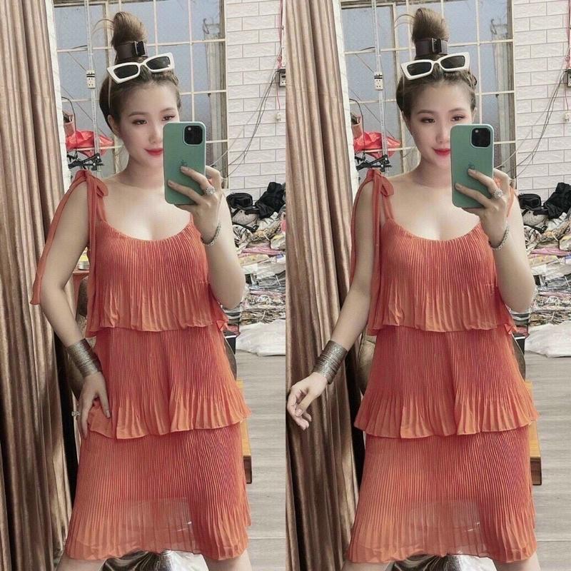 ĐẦM TẦNG XẾP LY HAI DÂY ĐẦM DÁNG XUÔNG BẦU BÍ BON CHEN ĐƯỢC ĐẦM BẦU