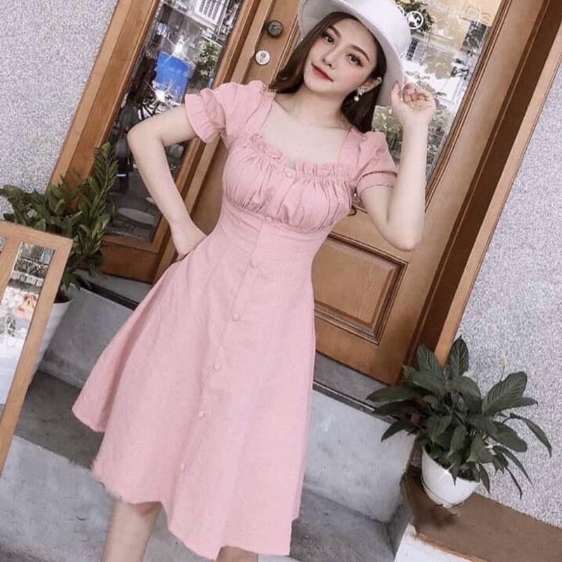 Đầm tay bo nhúng ngực 3 màu dễ thương